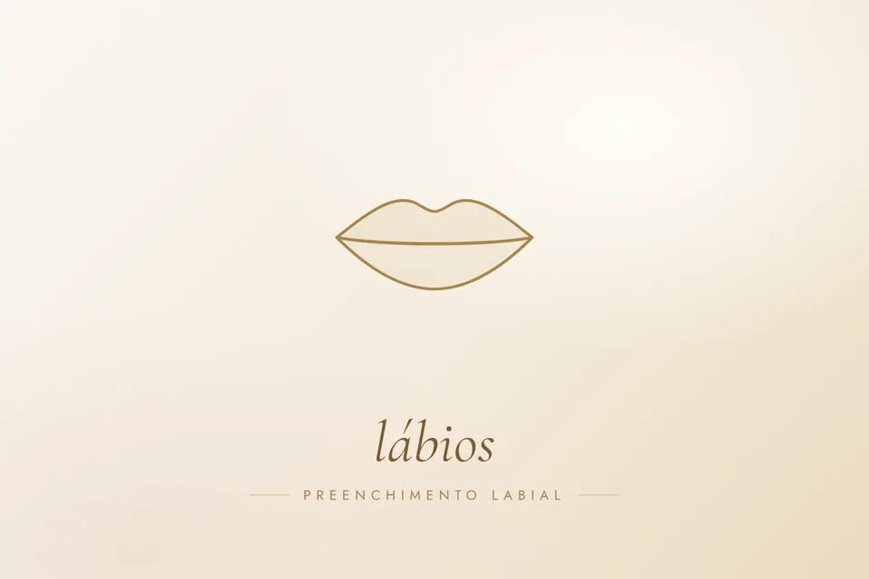 Ilustração em traço dourado com a palavra lábios, capa do artigo Preenchimento labial: dói, incha e quanto tempo dura?