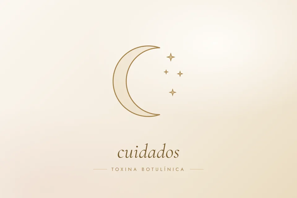 Ilustração em traço dourado com a palavra cuidados, capa do artigo Cuidados depois do botox: pode deitar, treinar, tomar sol?