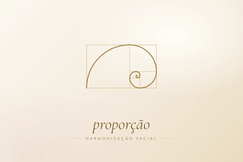 Ilustração em traço dourado de uma espiral áurea com a palavra proporção