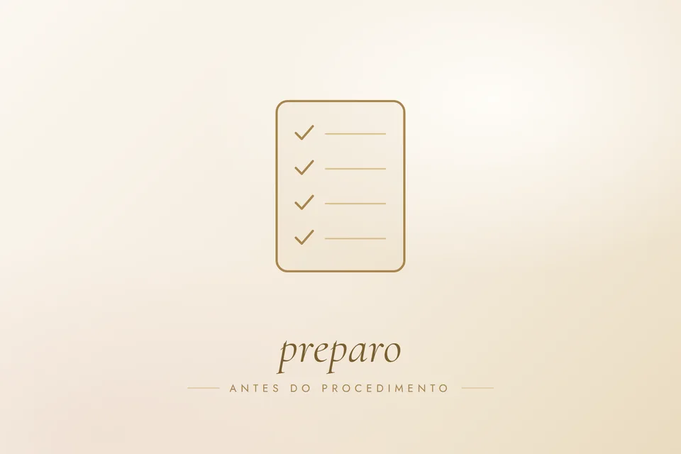 Ilustração em traço dourado com a palavra preparo, capa do artigo Como se preparar para um procedimento estético: o que evitar antes