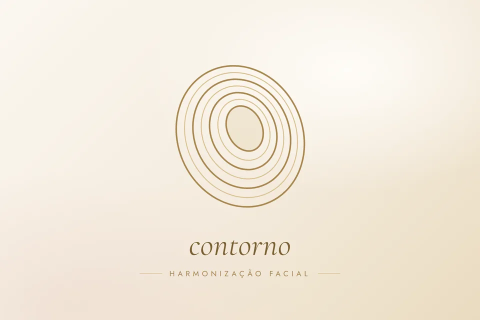Ilustração em traço dourado com a palavra contorno, capa do artigo Contorno de mandíbula e queixo: como o preenchimento define o rosto